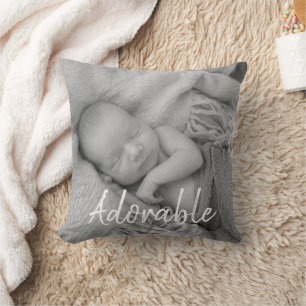 Coussin Adorable bébé précieux photos en noir et blanc