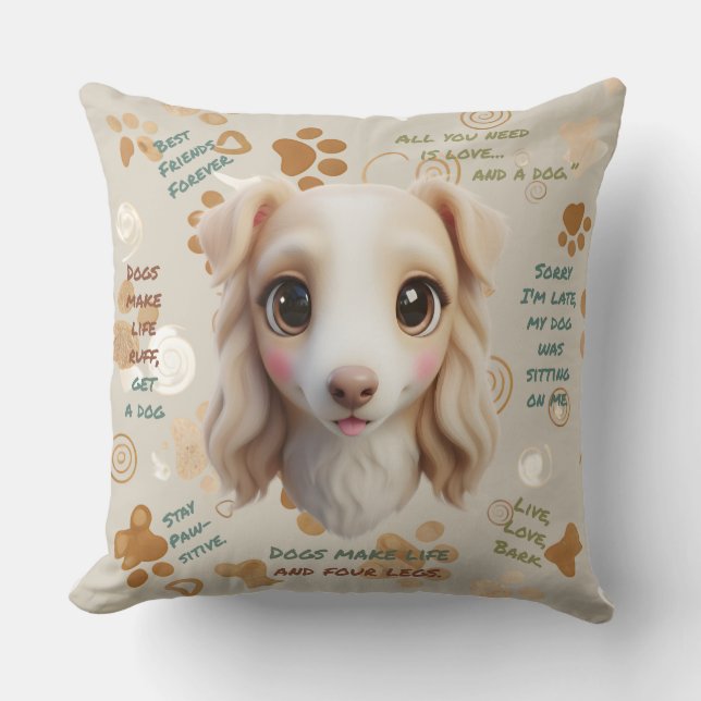 Coussin Adorable Borzoi Face Cushion Throw Pillow (Recto)