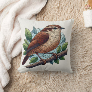 Coussin Adorable Brown Wren rideau look