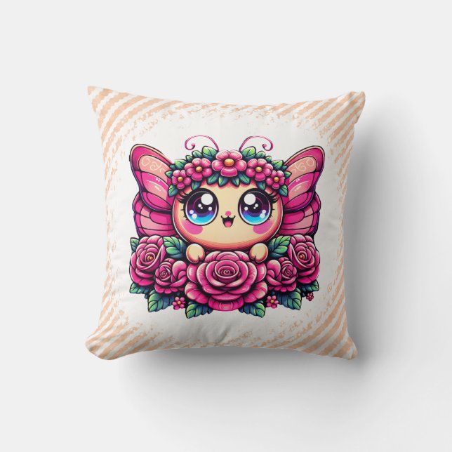 Coussin Adorable Butterfly with Flower Crown (Recto)