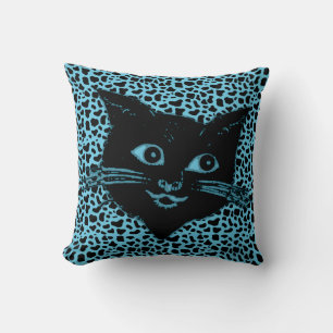 Coussin Adorable Chat noir sur Arrière - plan Poster de an