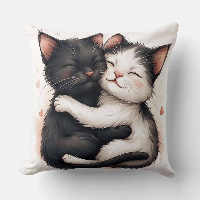 Coussin Adorable chatons noirs et blancs (Recto)