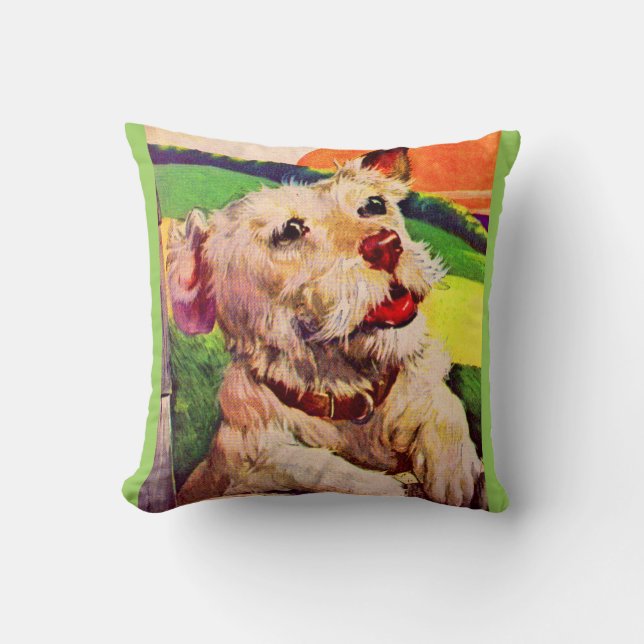 Coussin adorable chien de terrier des années 1940 (Recto)