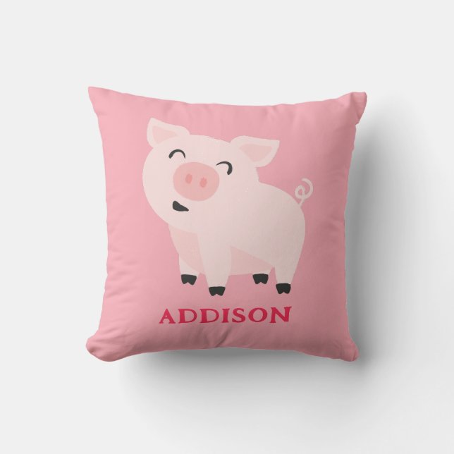 Coussin Adorable élevage de cochon Floral Personnalisé (Recto)
