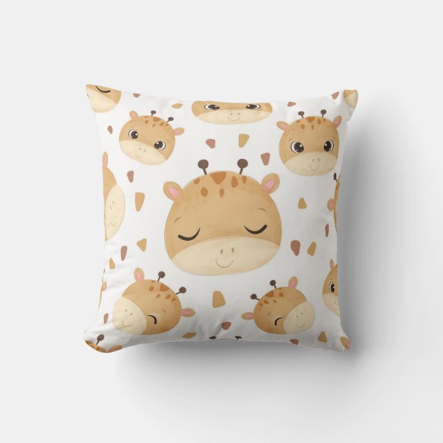 Coussin Adorable Giraffe Visages Motif (Recto)