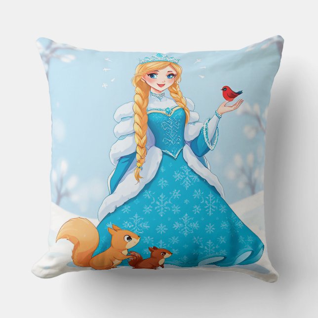 Coussin Adorable Maiden Souriant Neige (Recto)