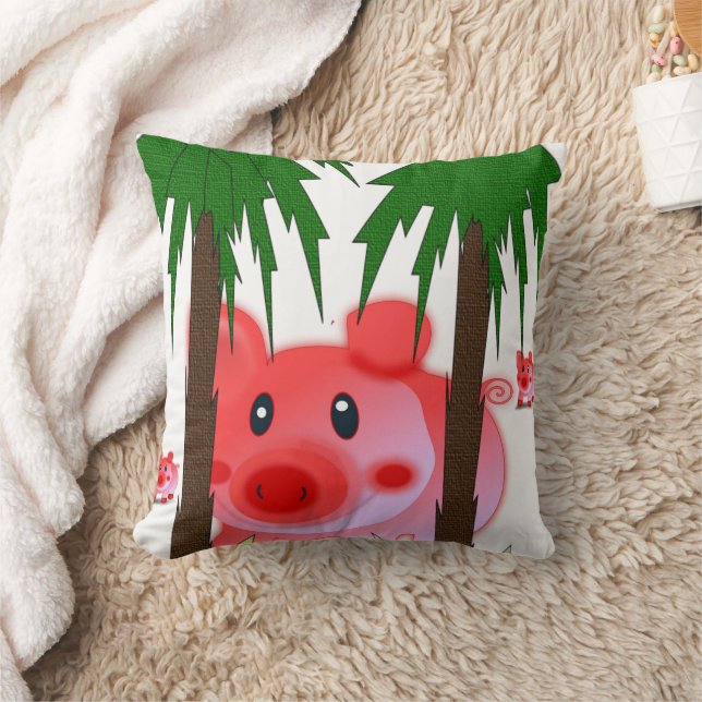 Coussin Adorable Pink Pig Throw Pillow  (Couverture)