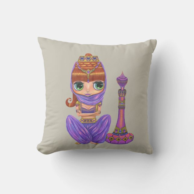 Coussin Adorable Purple Genie Girl Big Green Eyes (Recto)