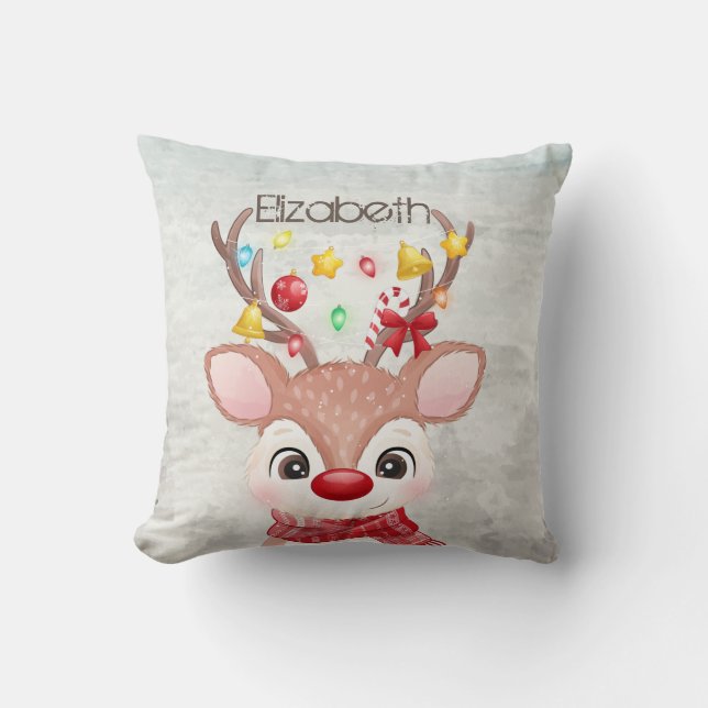 Coussin Adorable renne de Noël (Recto)