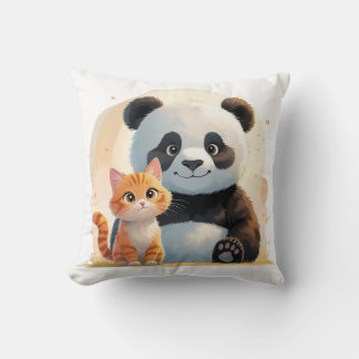 Coussin Adorable Tabby Chat & Panda Géant - Amis Joueurs