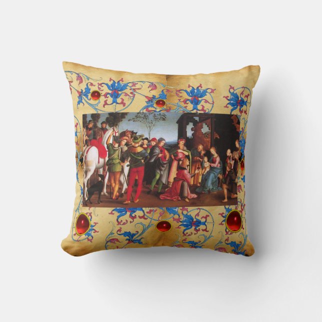 COUSSIN ADORATION DE MAGI CHRISTMAS PARCHEMENT FLORAL, GEM (Recto)