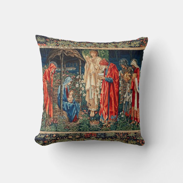 Coussin ADORATION DE MAGI Morris, Noël de Burne-Jones (Recto)