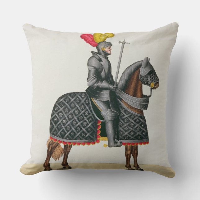 Coussin Adoubez dans l'armure sur son cheval, plat 'd'un (Recto)