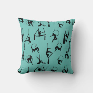 Coussin Aérialist Silks Lyra silhouettes aqua