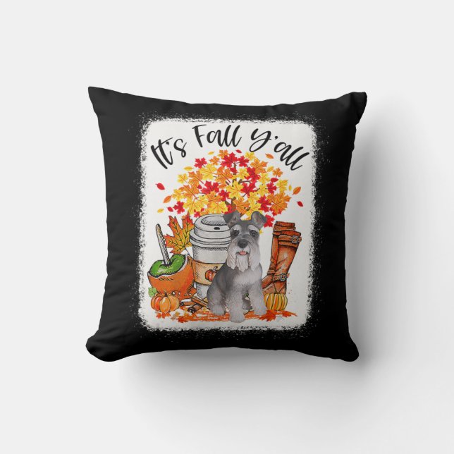 Coussin Affaire Y'all Schnauzer Dog Halloween Thanksgivi (Recto)