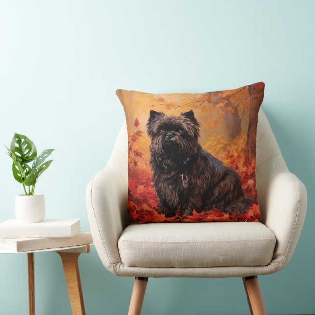 Coussin Affenpinscher en automne Feuilles automne Inspiré (Chaise)