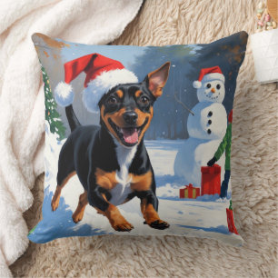 Coussin Affenpinscher Festive de Noël Scène de neige