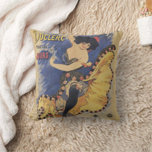 Coussin Affiche ancienne Art nouveau danseuse française