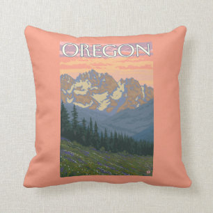 Coussin Affiche de Vintage voyage de fleurs de ressort