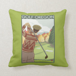 Coussin Affiche de Vintage voyage de scène d'OregonGolf