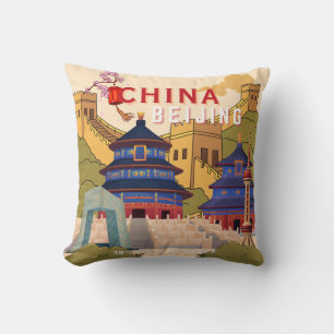 Coussin Affiche de voyage à Pékin en Chine Art mural de