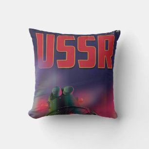 Coussin Affiche de voyage de dessin animé de la Russie sov