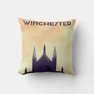 Coussin affiche de voyage de la cathédrale de Winchester i