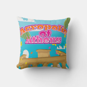Coussin Affiche de voyage de l'Acropole d'Athènes Grèce.