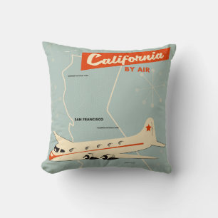 Coussin Affiche de voyage en Californie "par avion" de sty