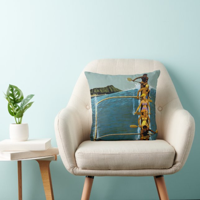 Coussin Affiche De Voyage Pour United Air Lines Vers Hawai (Chaise)