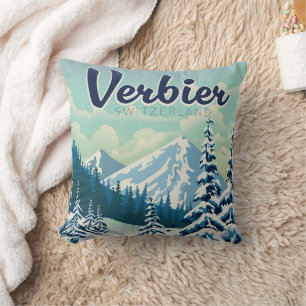 Coussin Affiche de voyage Verbier Suisse