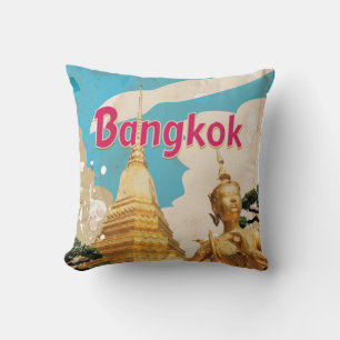 Coussin Affiche de voyage vintage de Bangkok