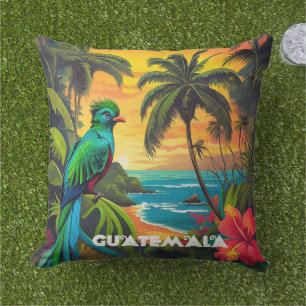 Coussin Affiche de voyage vintage Guatemala Quetzal