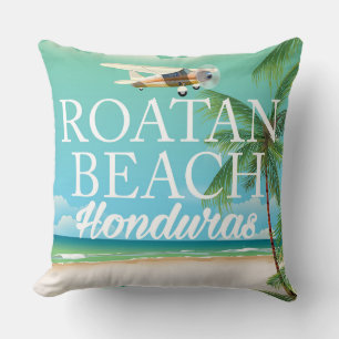 Coussin Affiche de voyage vintage Rotan Beach Honduras