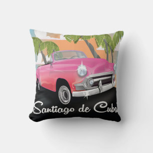 Coussin Affiche de voyage vintage Santiago de Cuba.