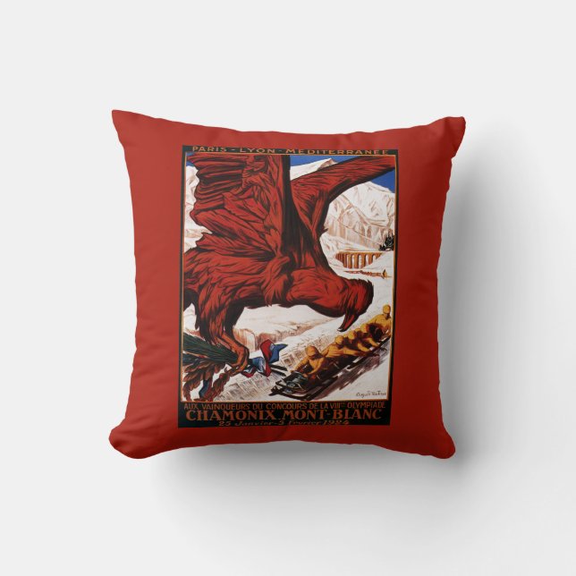 Coussin Affiche olympique de 1924 jeux d'hiver (Recto)