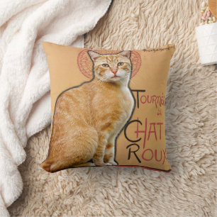 Coussin Affiche vintage de style français Chat orange