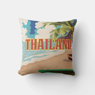 Coussin Affiche Vintage voyage en Thaïlande