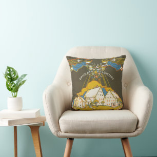 Coussin Affiche Vintage voyage Pour Le Cloître Ephrata