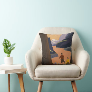 Coussin Affiche Vintage voyage Vue Montagne