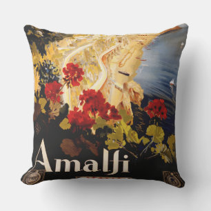 Coussin Affiches d'art graphique de voyage vintage Amalfi
