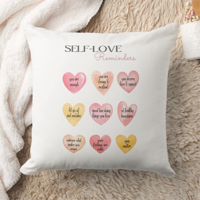 Coussin Affirmation d'amour personnel avec les coeurs rose (Couverture)