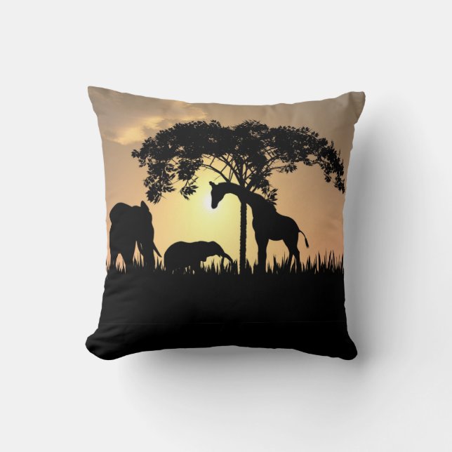 Coussin africain de silhouette de safari (Recto)