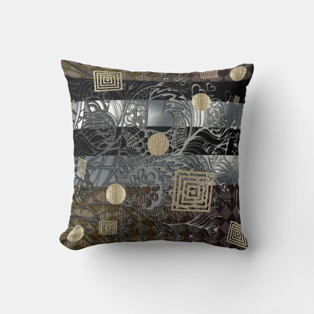 Coussin African Festive, Bronze Argent et Or (Recto)
