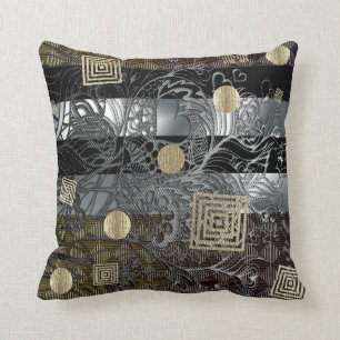 Coussin African Festive, Bronze Argent et Or