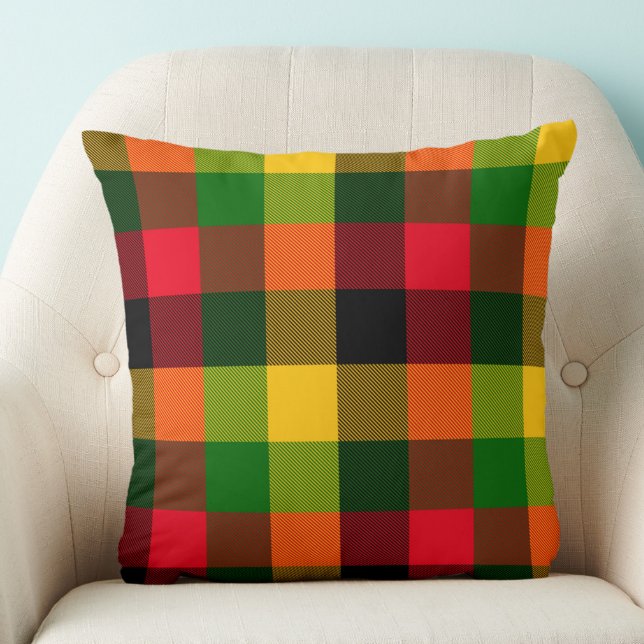 Coussin  African Rasta Reggae Colours Plaid Pattern Design (Créateur téléchargé)