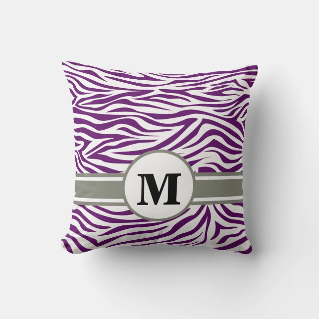 Coussin African Violet Safari Zebra avec Monogramme (Recto)