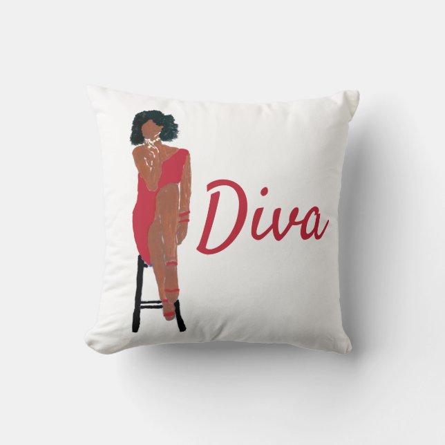 Coussin Afro-Américain Diva Crimsom Thaillow (Recto)
