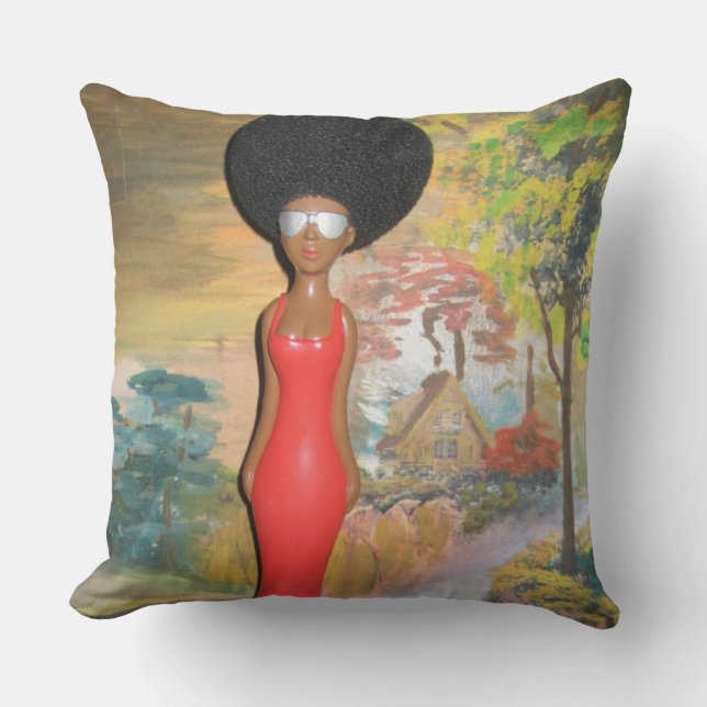 Coussin Afro Glam : Une beauté intemporelle (Recto)