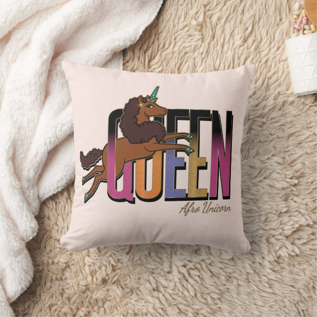 Coussin Afro Unicorn Queen Design (Couverture)